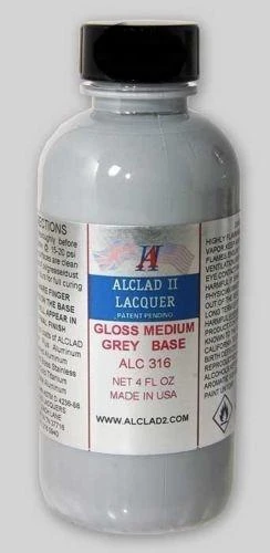 STEVENS GLOSS MEDIUM GREY BASE - 4 Oz. Alclad II Airbrush Lacquer #316